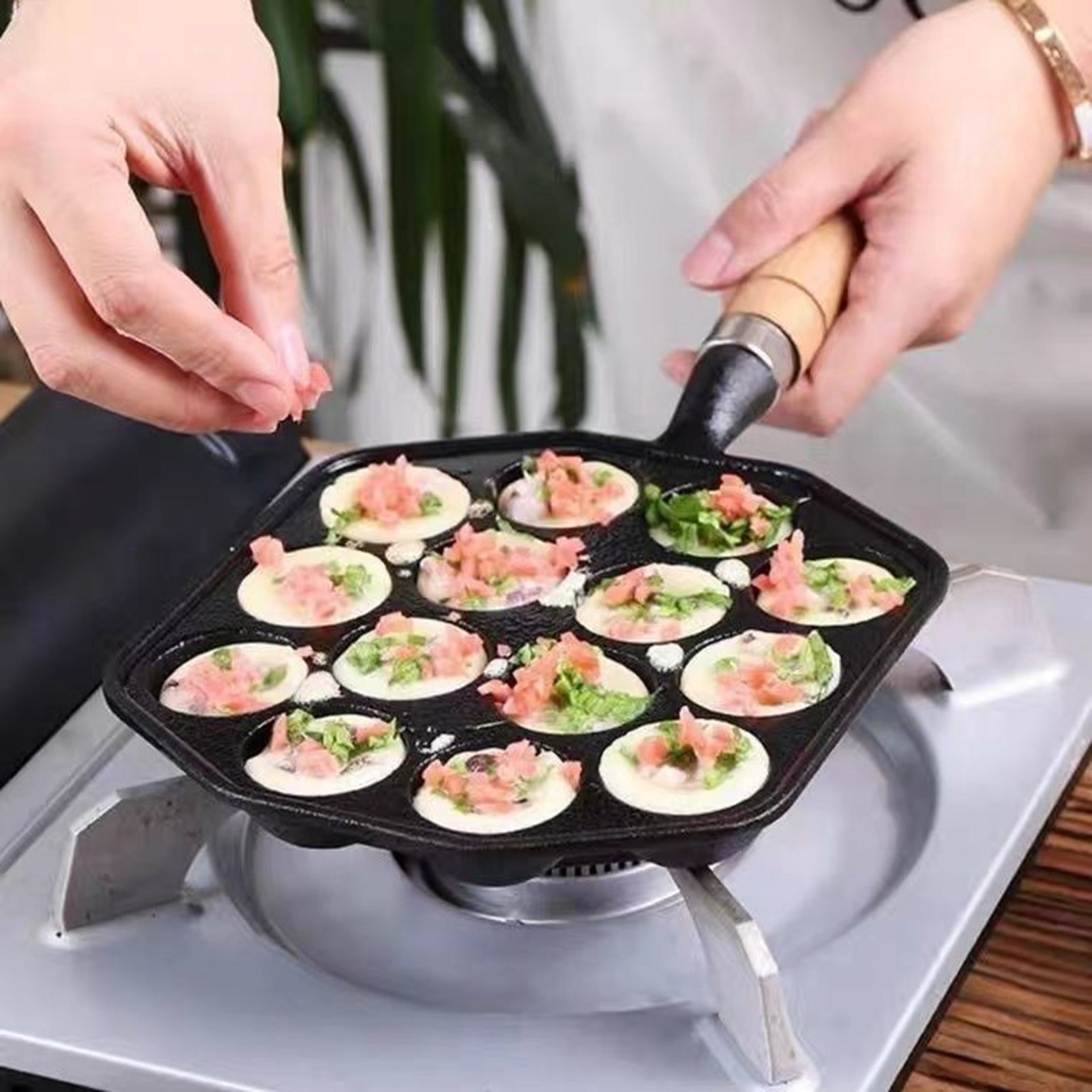 14-otworowa patelnia Takoyaki  – Egg Waffle Pan recenzja i cena